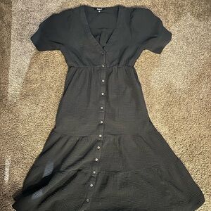 Madewell Black Maxi Dress with Button Detail